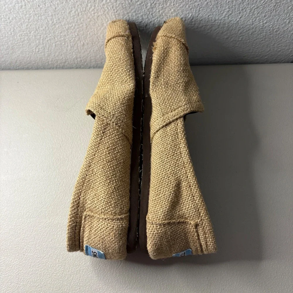 Toms Classic Alpargata Tan Burlap Slip On Shoes W7.5 Woven Flats Comfy